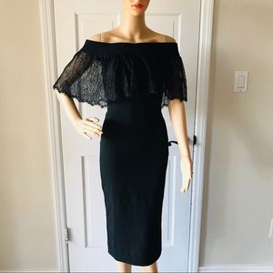 Dress the population below knee black dress XS